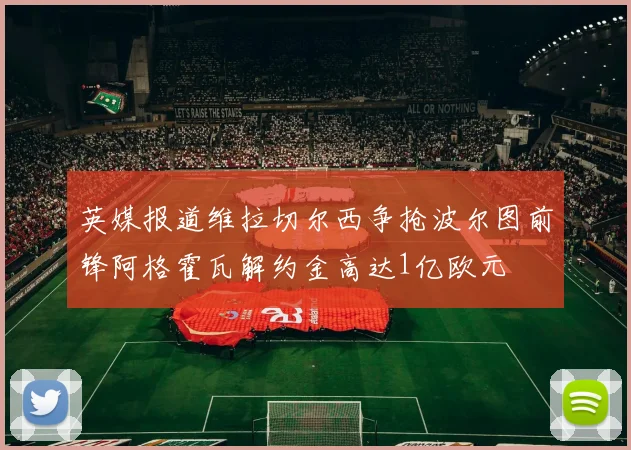 英媒报道维拉切尔西争抢波尔图前锋阿格霍瓦解约金高达1亿欧元